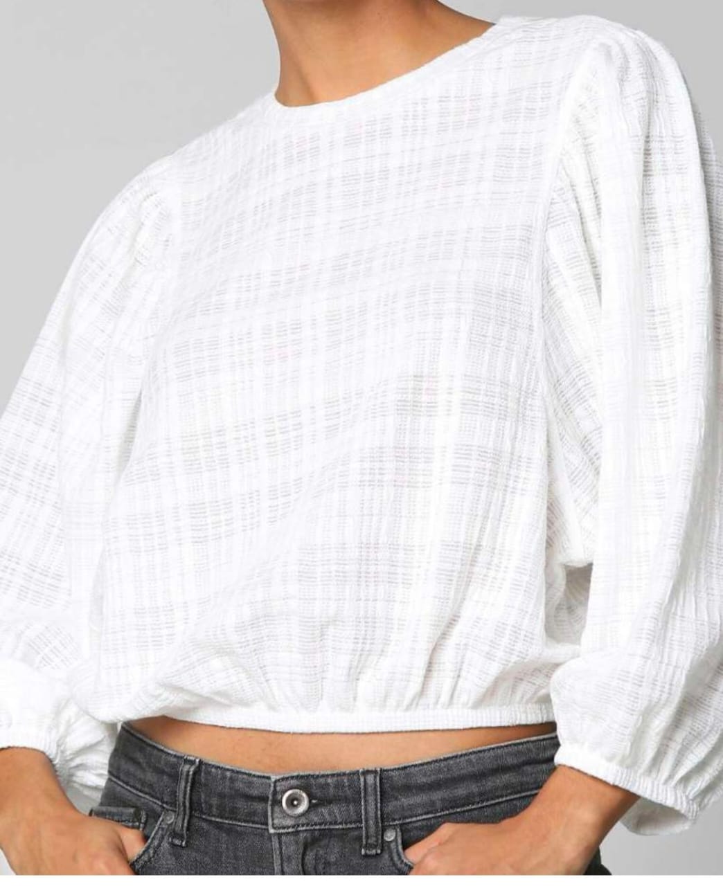 ONLY - White Textured Crop Top