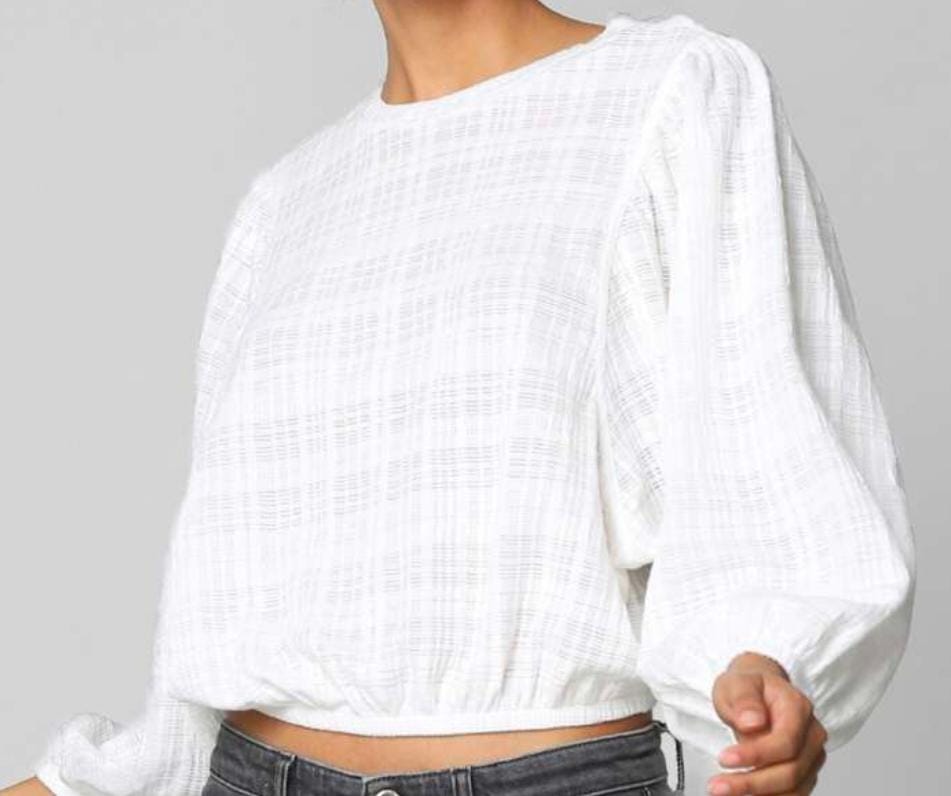 ONLY - White Textured Crop Top