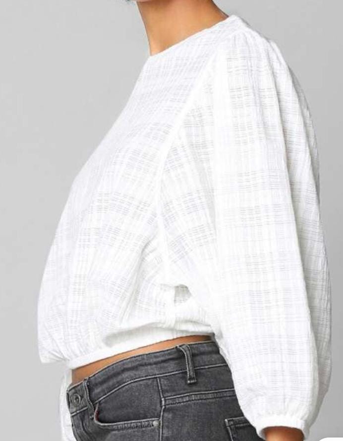 ONLY - White Textured Crop Top