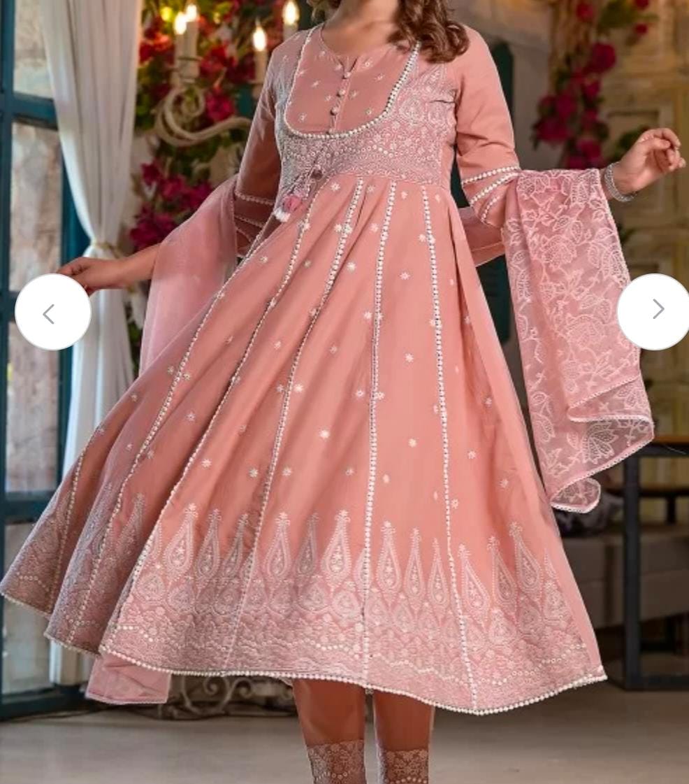 Embroidered Anarkali Kurta Set with Dupatta