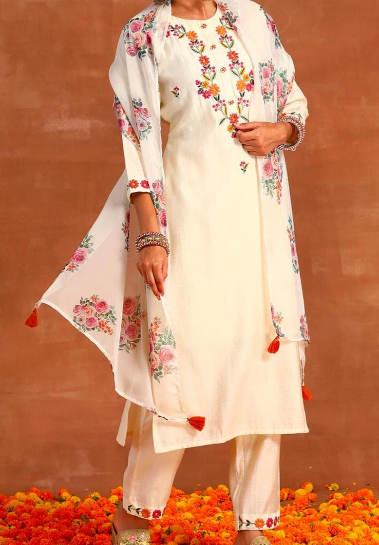 Embroidered Kurta Set with Dupatta