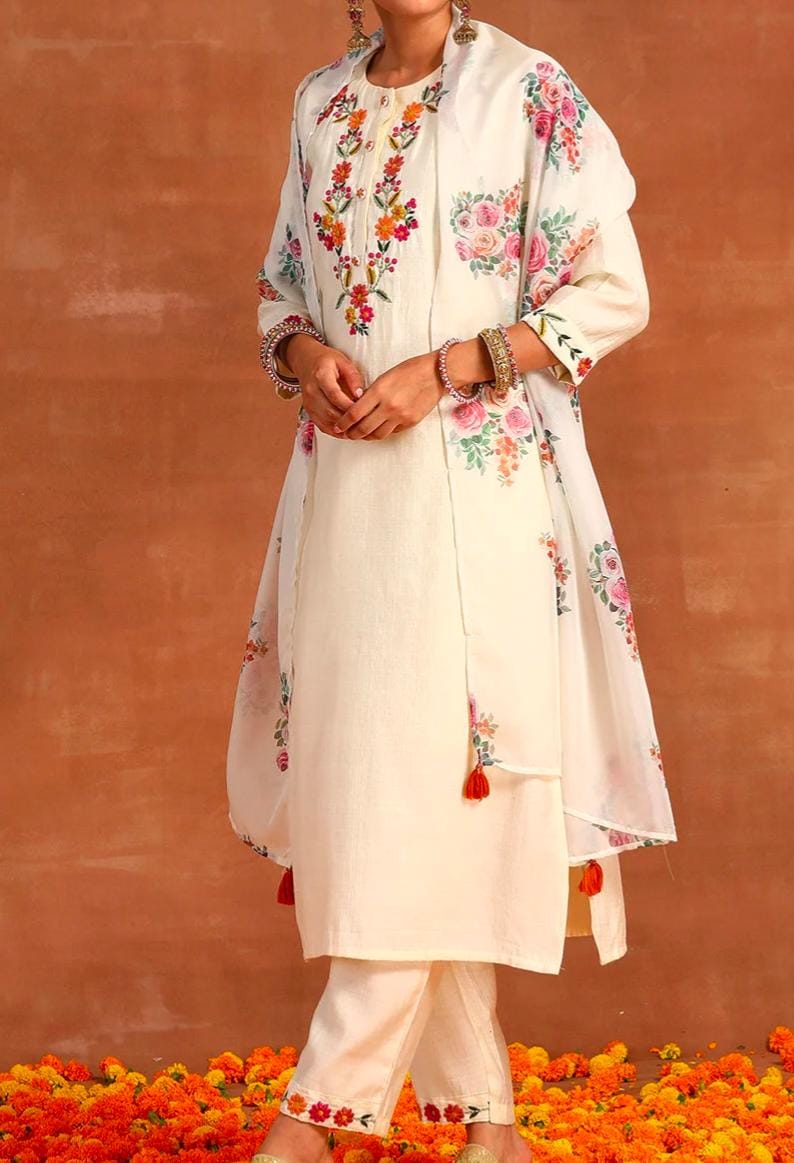 Embroidered Kurta Set with Dupatta