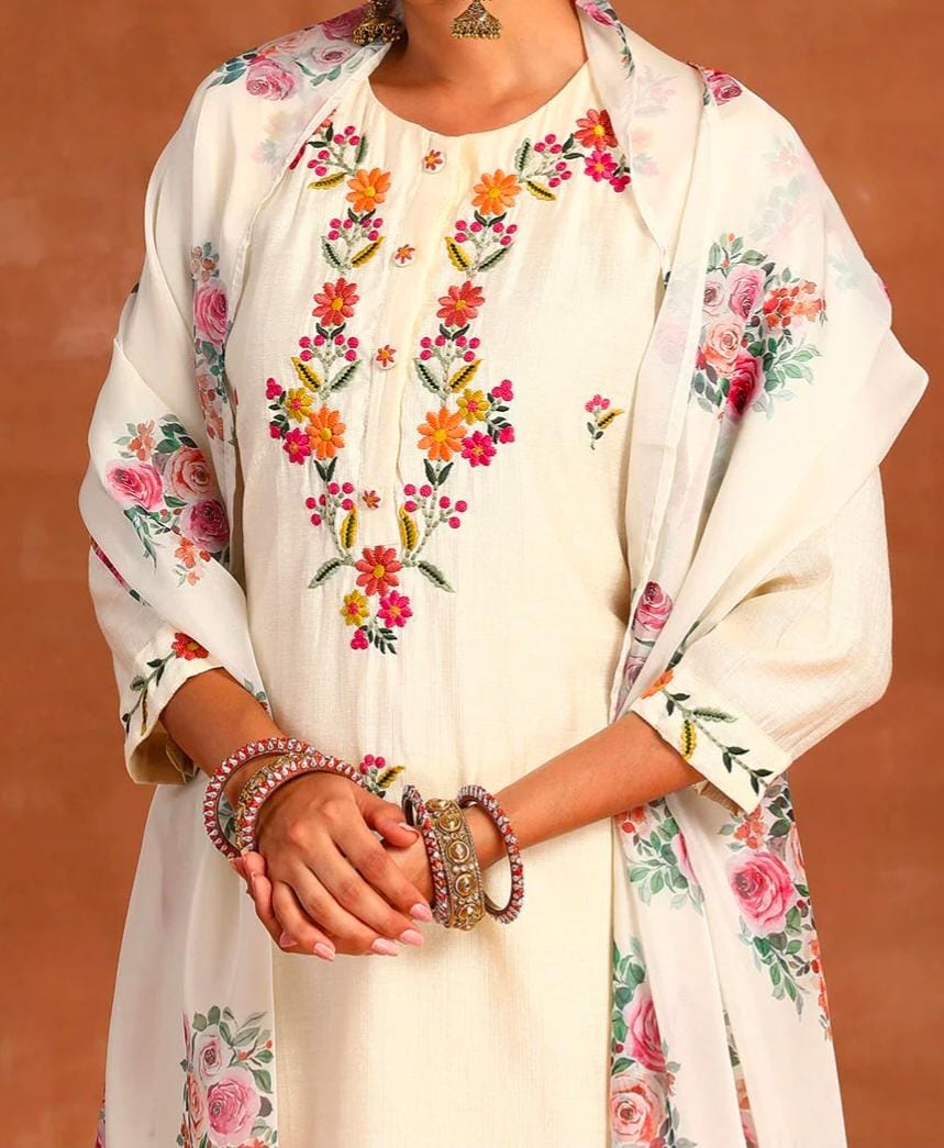 Embroidered Kurta Set with Dupatta