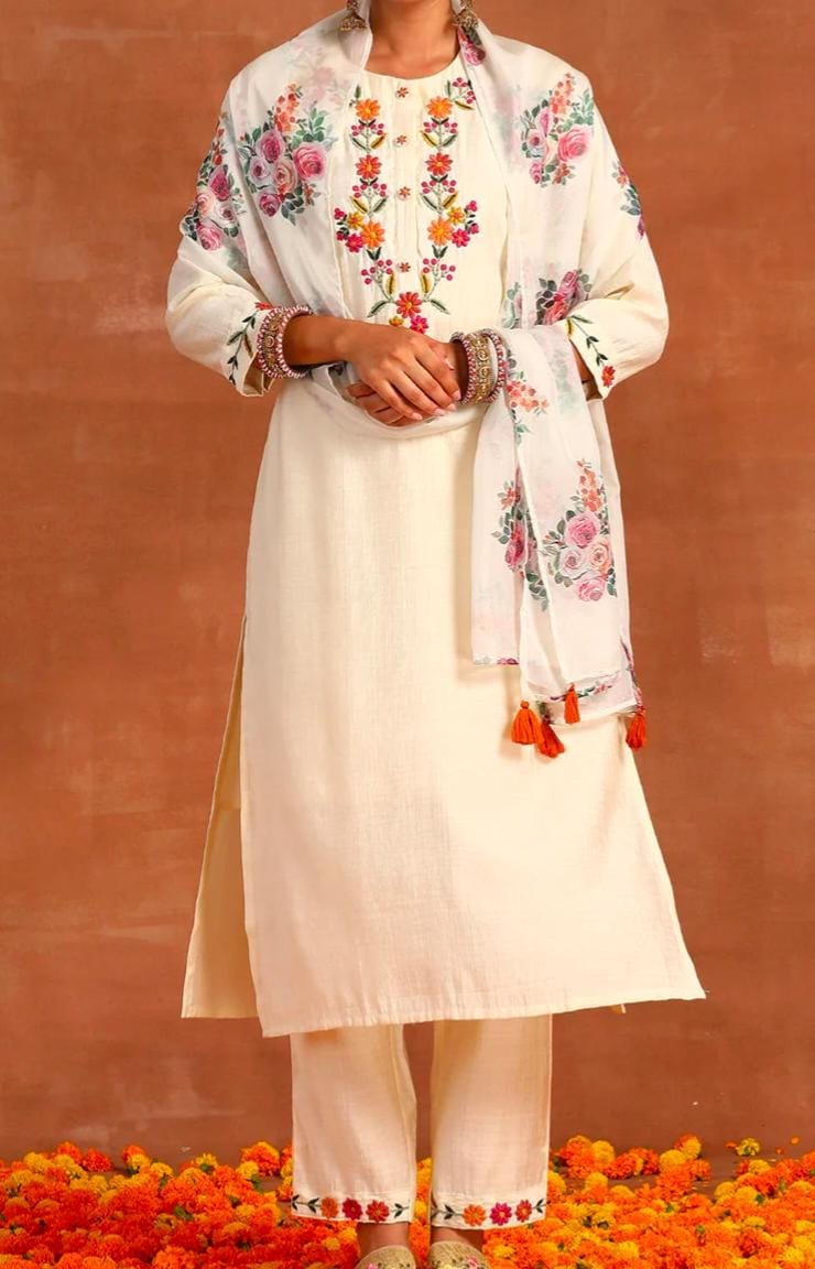 Embroidered Kurta Set with Dupatta
