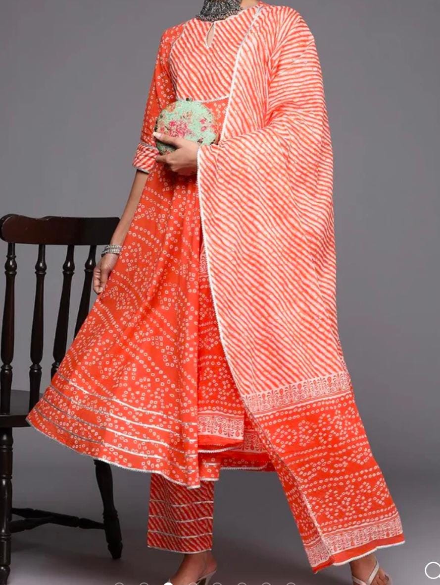 Printed Cotton Anarkali Set with Dupatta