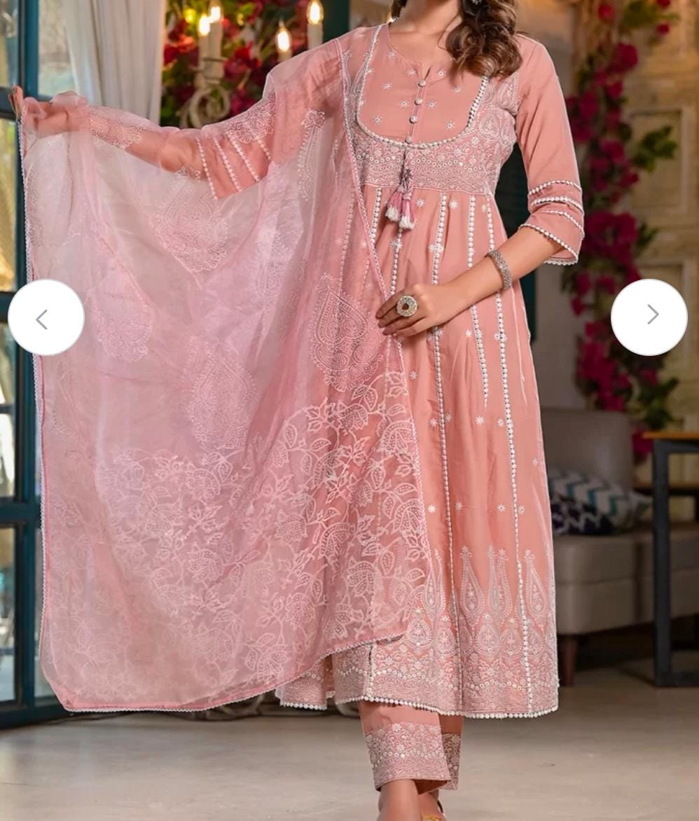 Embroidered Anarkali Kurta Set with Dupatta