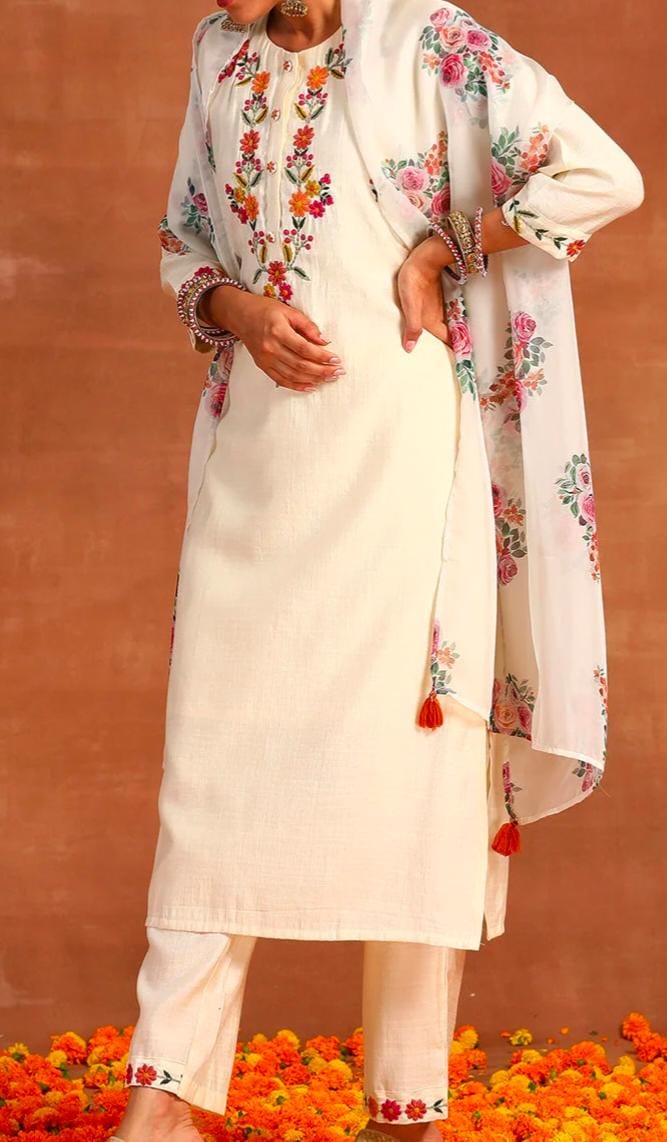 Embroidered Kurta Set with Dupatta