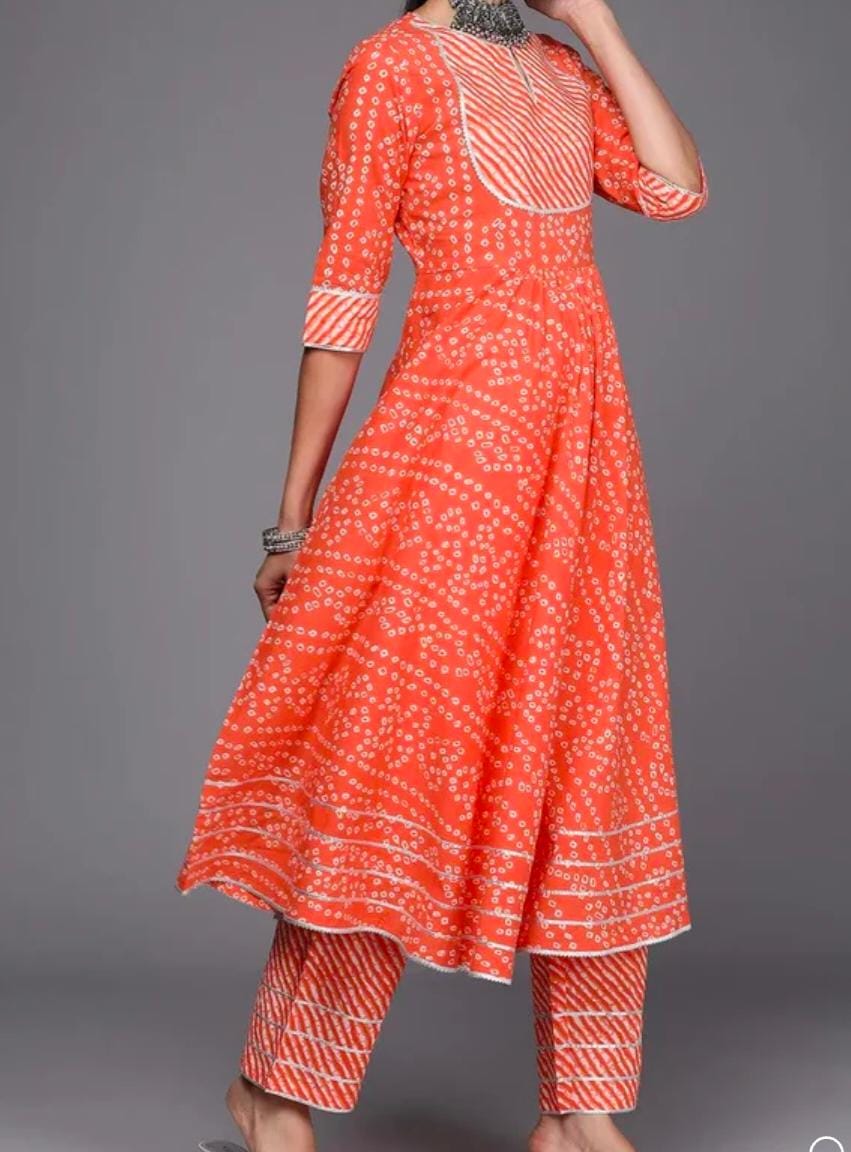 Printed Cotton Anarkali Set with Dupatta